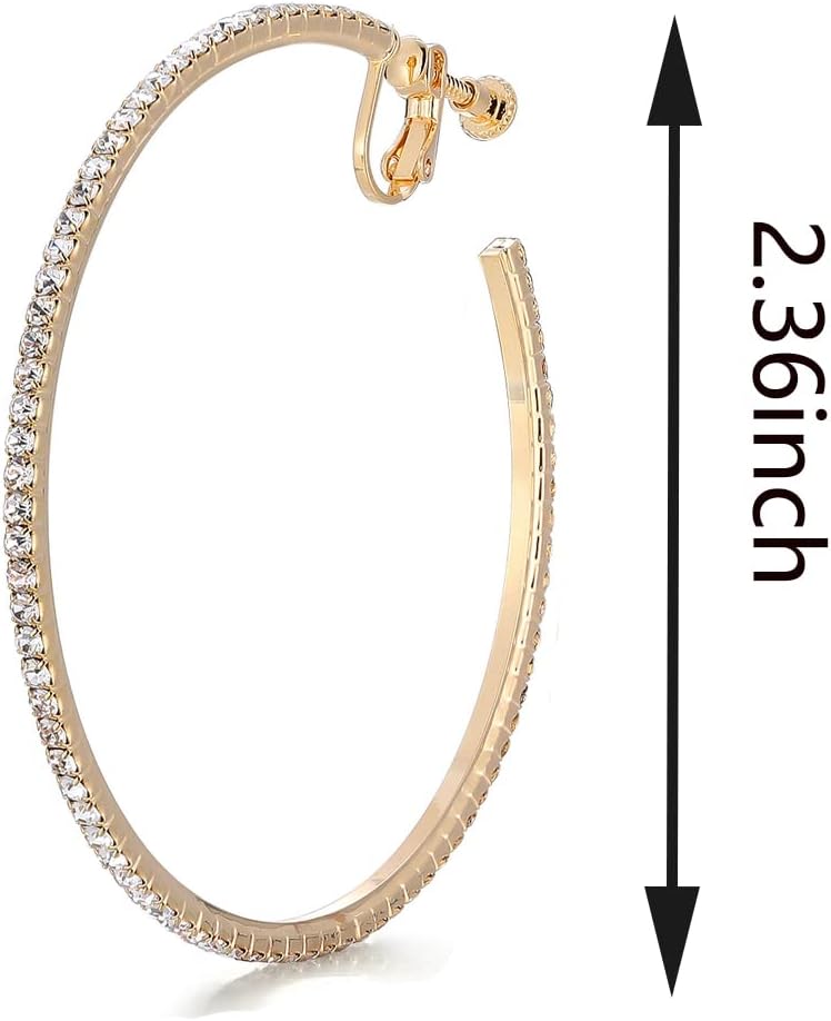 LAXPICOL Fashion Sparkly Austrian Circle Hoop Earrings Clip On Earrings For Women No Piercing Earrrings - Image 3